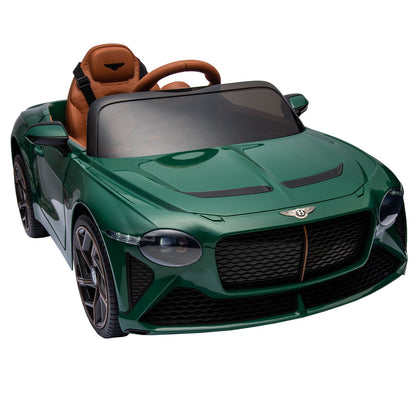 Licensed 2.4G Electric 12V Kids Ride On Car with 3 Speeds - Bentley Green