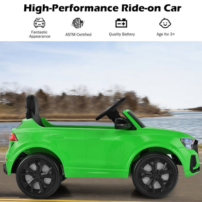 Licensed Audi RS Q8 12V Ride-On Car for Kids with Remote Control, Lights, and Music in Green