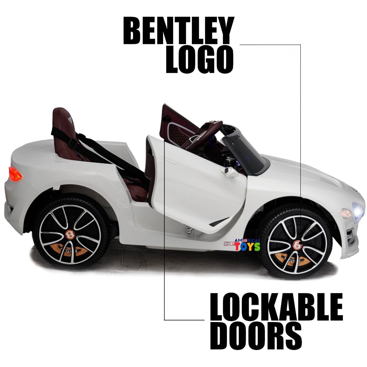 Licensed Bentley 12V Ride On Car with Radio, Remote Control, MP3 Player - Available in Multiple Colors for Kids