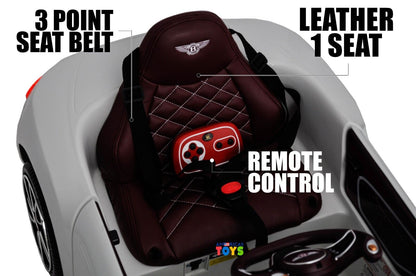Licensed Bentley 12V Ride On Car with Radio, Remote Control, MP3 Player - Available in Multiple Colors for Kids