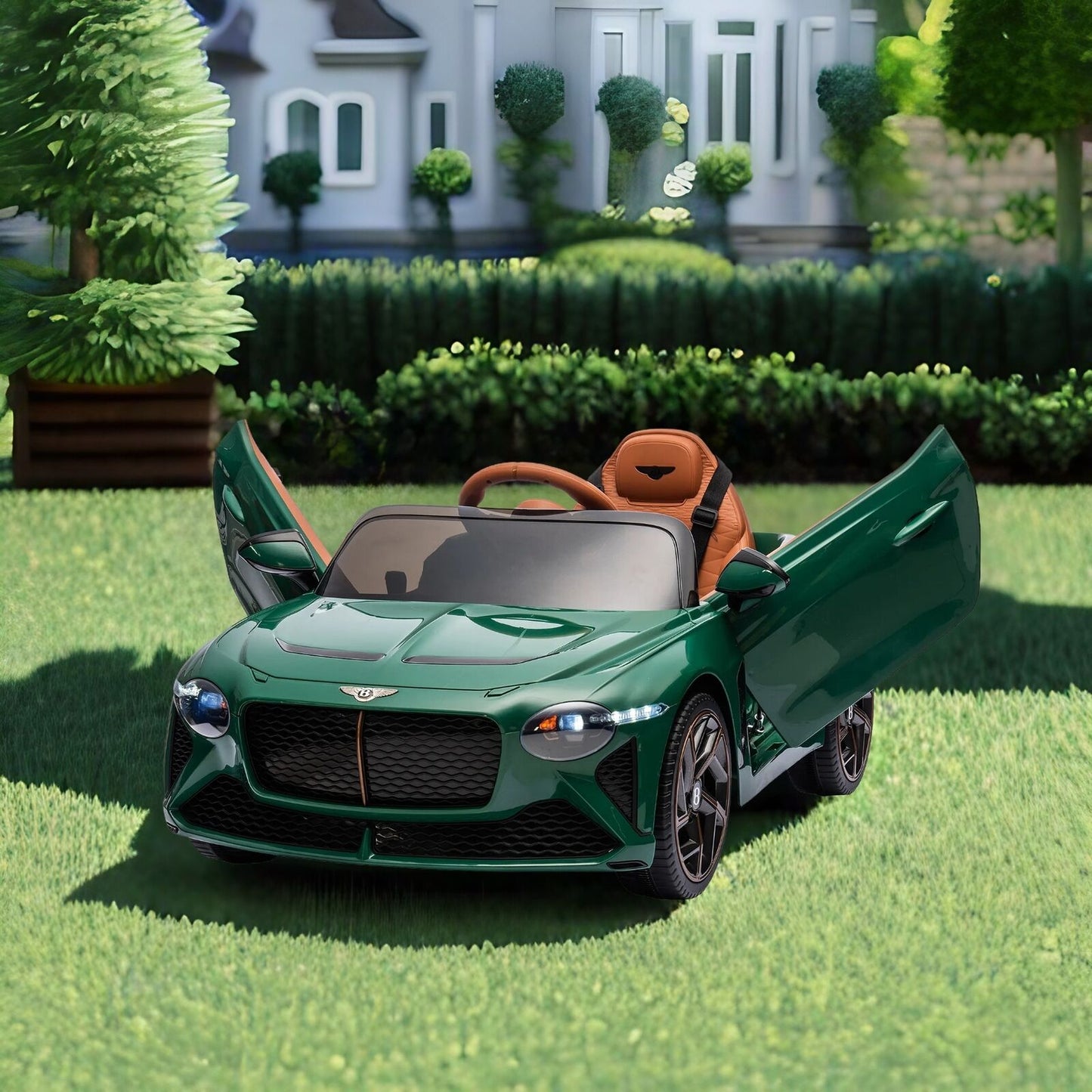 Licensed Bentley 2.4G Kids Ride On Car with Remote Control, 3 Speeds, and 12V Battery - Green