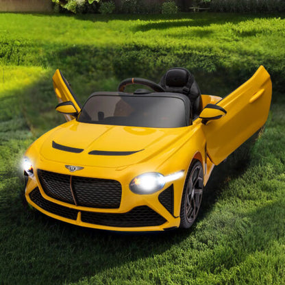 Licensed Bentley 2.4G Kids Ride On Car with Remote Control, 3 Speeds, and 12V Battery in Yellow