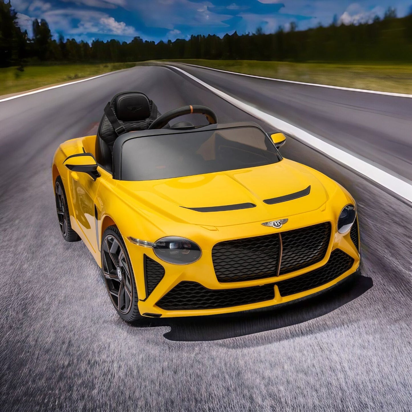 Licensed Bentley 2.4G Kids Ride On Car with Remote Control, 3 Speeds, and 12V Battery in Yellow