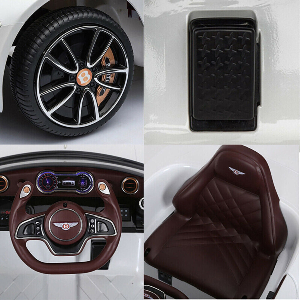 Electric Kids Ride-On Car with Remote Control, LED Lights, MP3 Player, and Bentley-Inspired Design - 12V