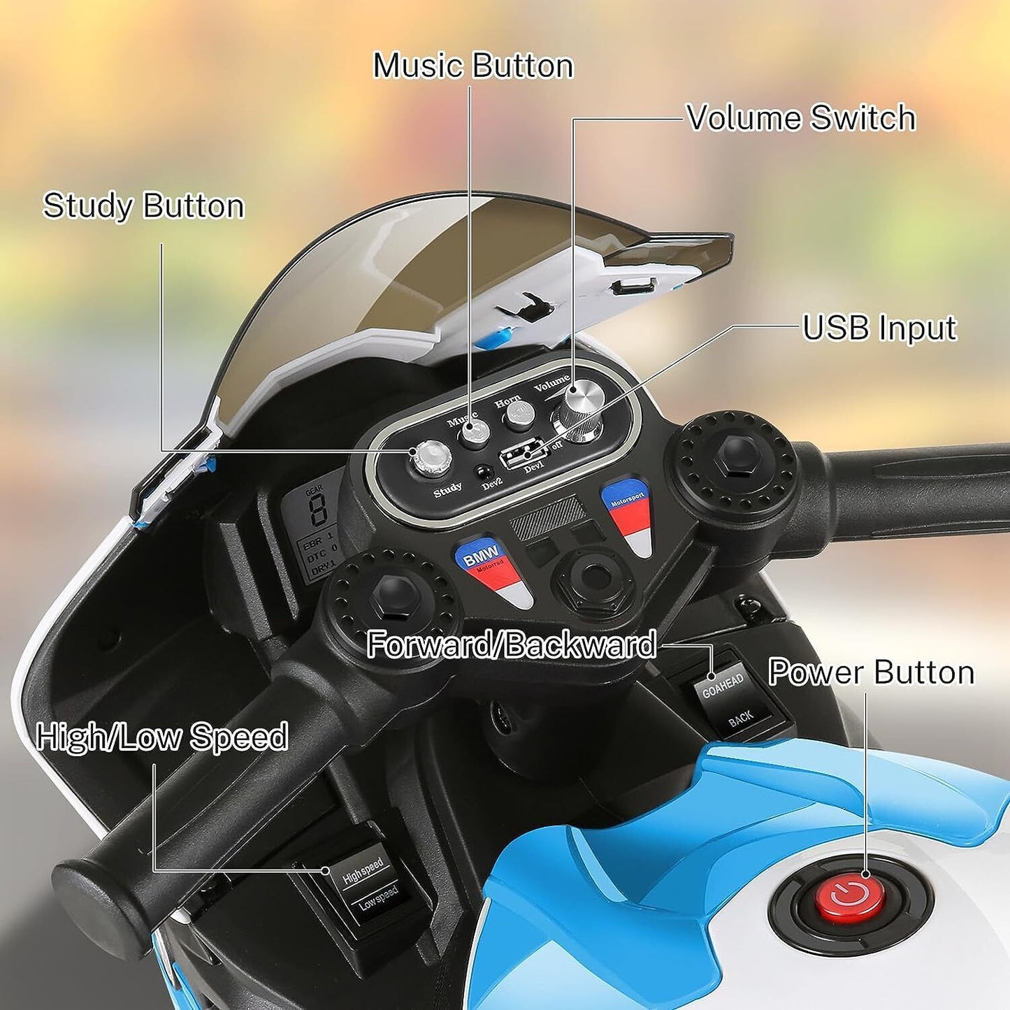 Licensed BMW 12V Battery Powered Electric Ride-On Motorcycle for Kids