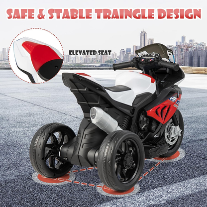 Licensed BMW 12V Battery Powered Ride-On Motorcycle for Kids with Headlights