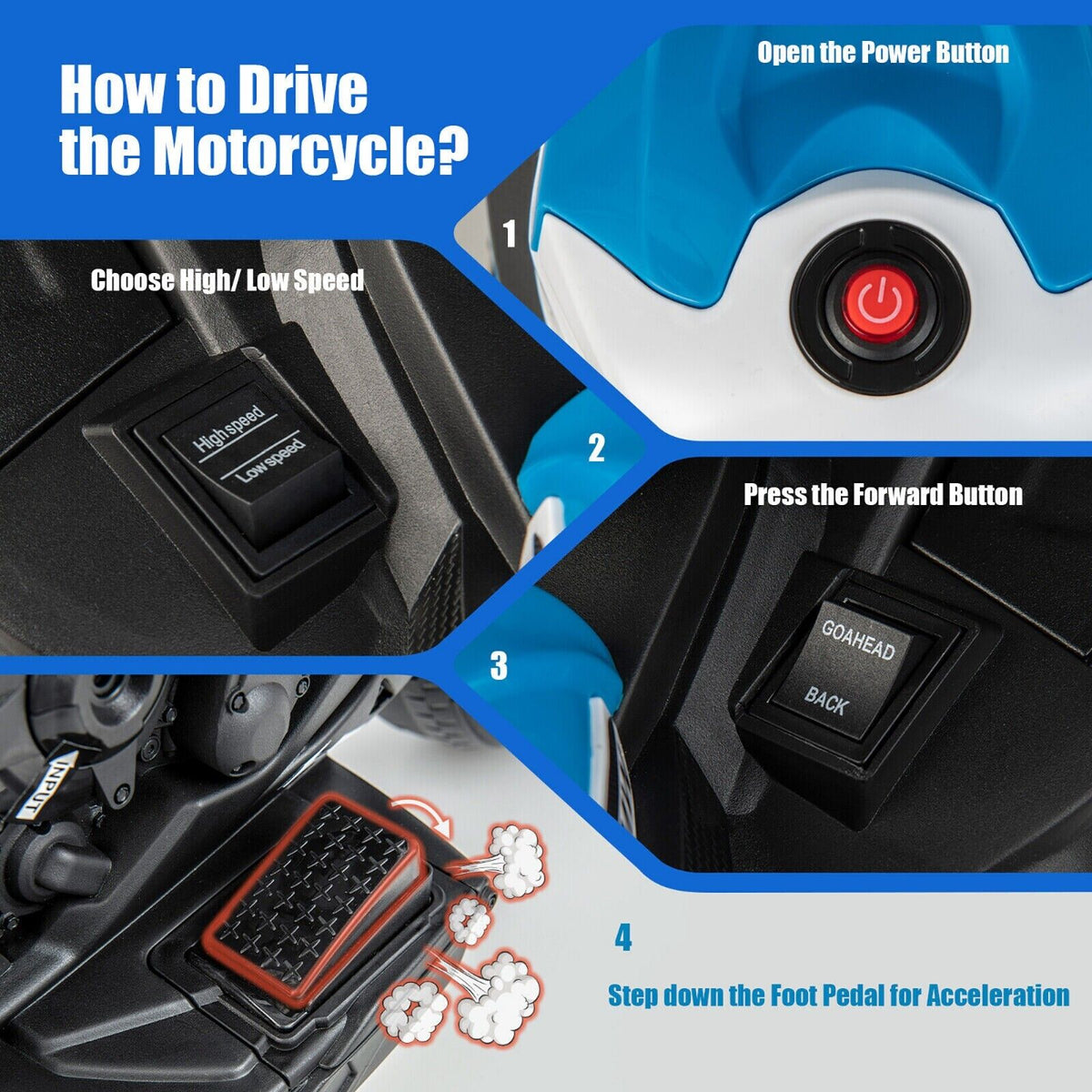 Licensed BMW 3-Wheel Electric Ride-On Motorcycle for Kids with Light and Music