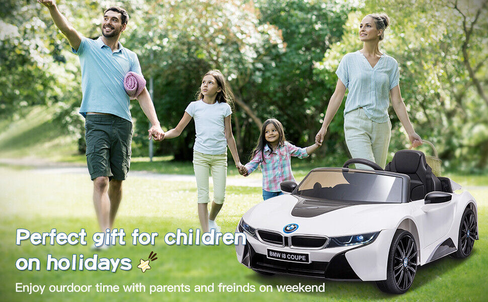 Licensed BMW I8 Coupe 12V Battery Powered Ride On Car for Kids with Remote Control and MP3 Compatibility