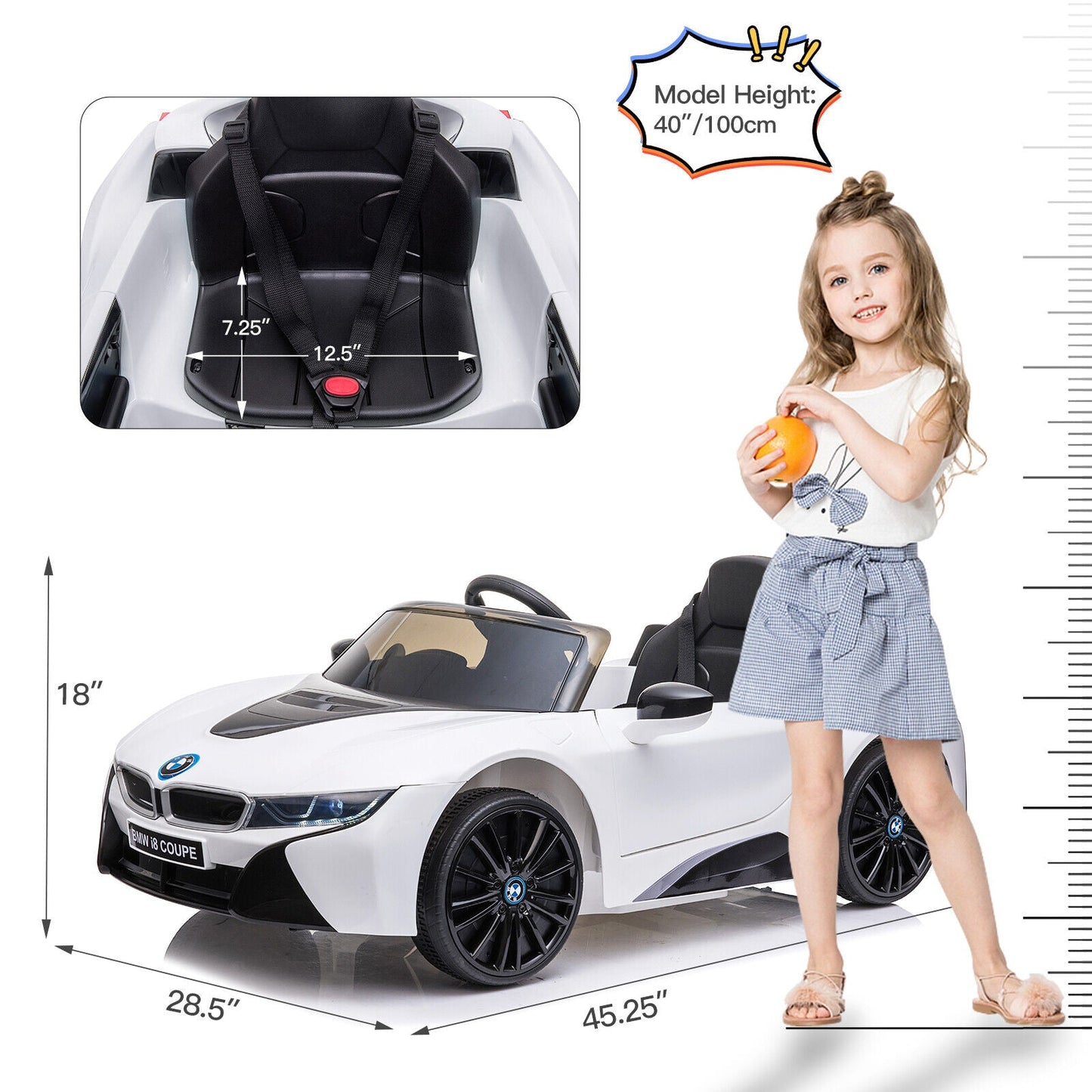 Licensed BMW I8 Electric Ride-On Car for Kids with Remote Control - 12V
