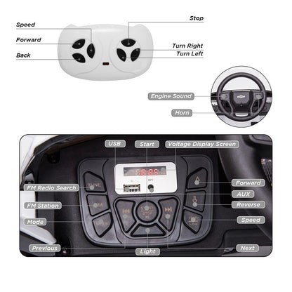 Licensed Chevrolet Silverado GMC White 12V Battery Powered Ride-On Truck for Kids