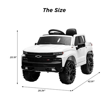 Licensed Chevrolet Silverado GMC White 12V Battery Powered Ride-On Truck for Kids