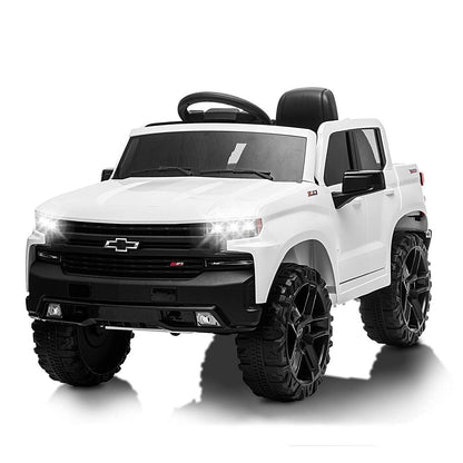Licensed Chevrolet Silverado GMC White 12V Battery Powered Ride-On Truck for Kids