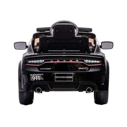 Licensed Dodge Charger 12V Ride-On Police Car with 3 Speeds and Bluetooth Connectivity