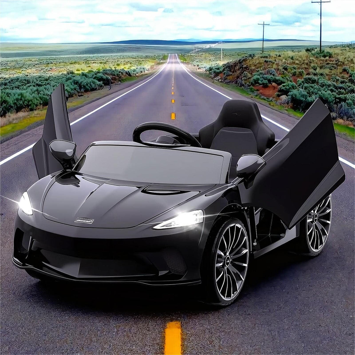Licensed Electric Ride-On Toy Car for Kids with Remote Control and LED Headlights