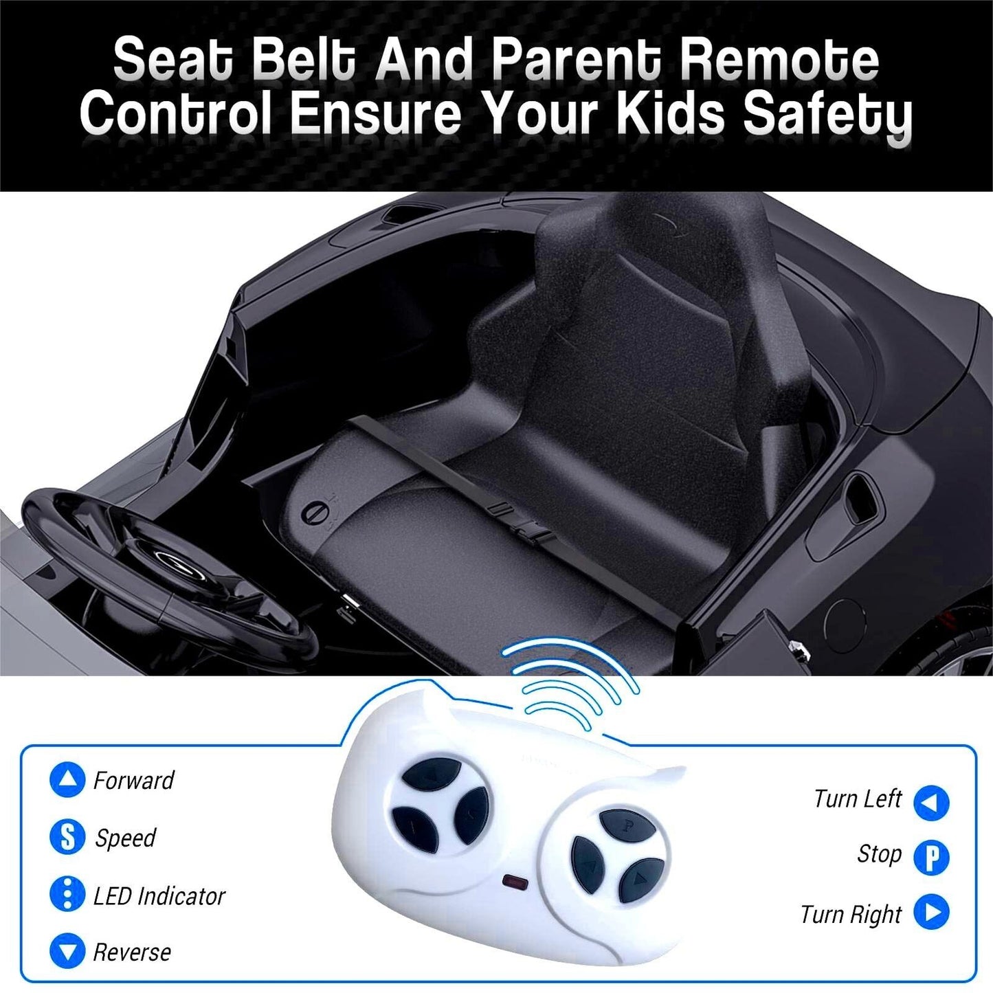 Licensed Electric Ride-On Toy Car for Kids with Remote Control and LED Headlights