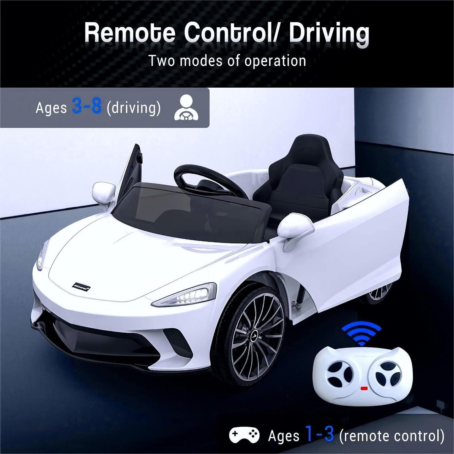 Licensed Electric Ride-On Toy Car for Kids with Remote Control and LED Headlights