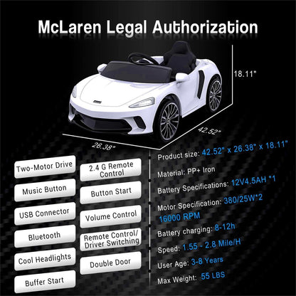 Licensed Electric Ride-On Toy Car for Kids with Remote Control and LED Headlights