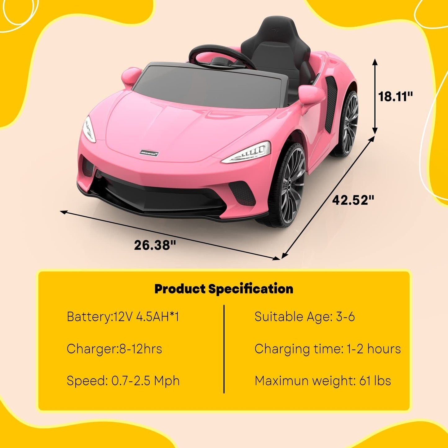 Licensed Electric Ride-On Toy Car for Kids with Remote Control and LED Headlights