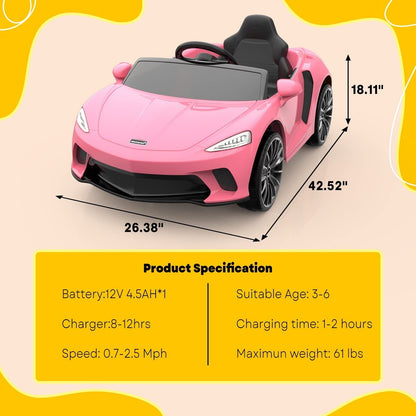 Licensed Electric Ride-On Toy Car for Kids with Remote Control and LED Headlights