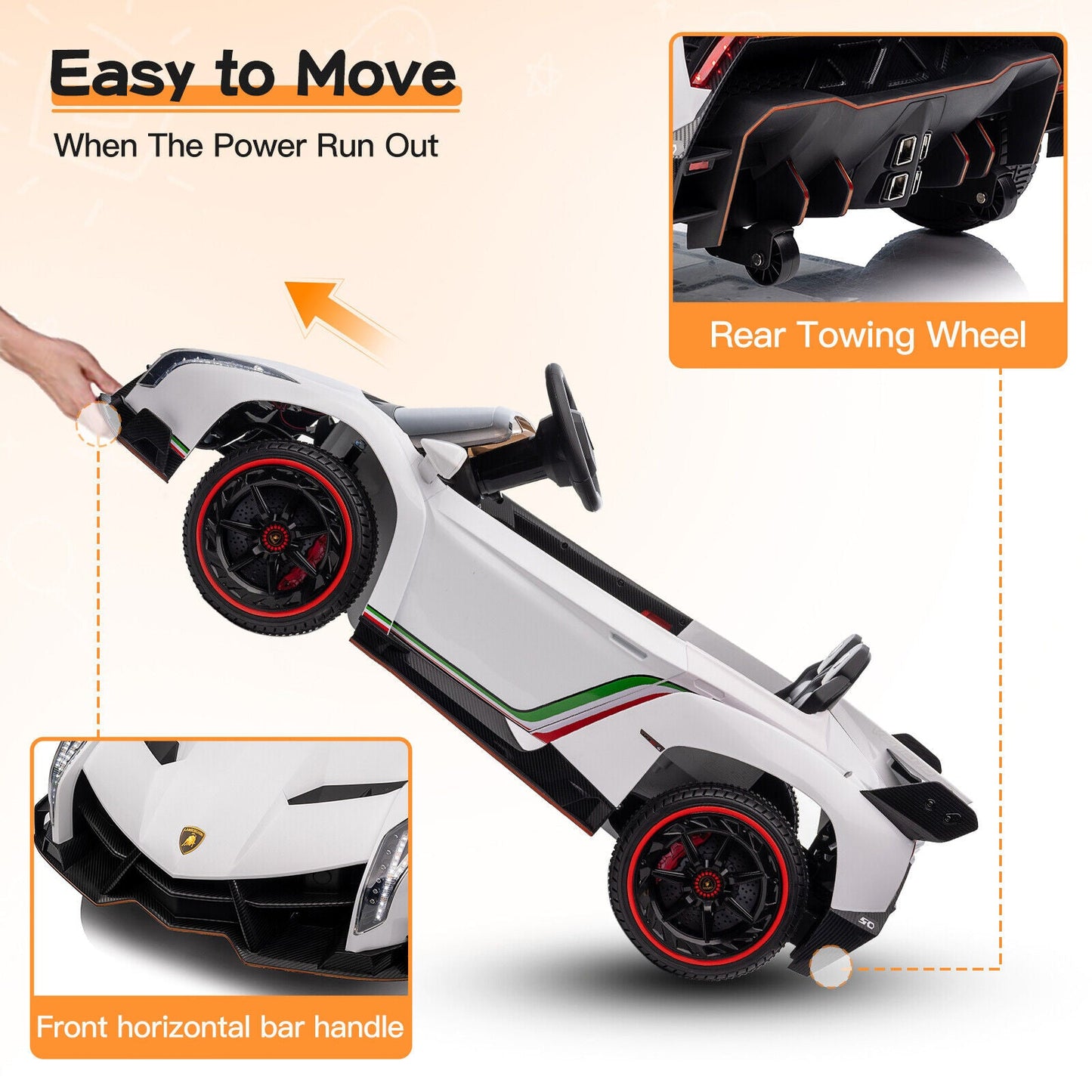 Licensed Lamborghini 2-Seater Electric Ride On Car for Kids with Remote Control - 12V US Version