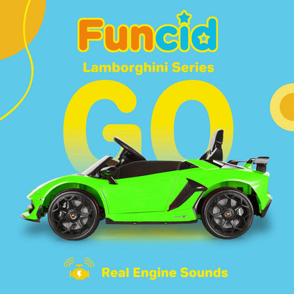 12V Licensed Lamborghini Aventador Ride-On Car with Hydraulic Doors for Kids