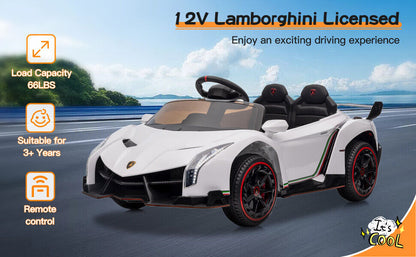 Licensed Lamborghini Electric Car for Kids with Remote Control and 4 Wheels - 12V