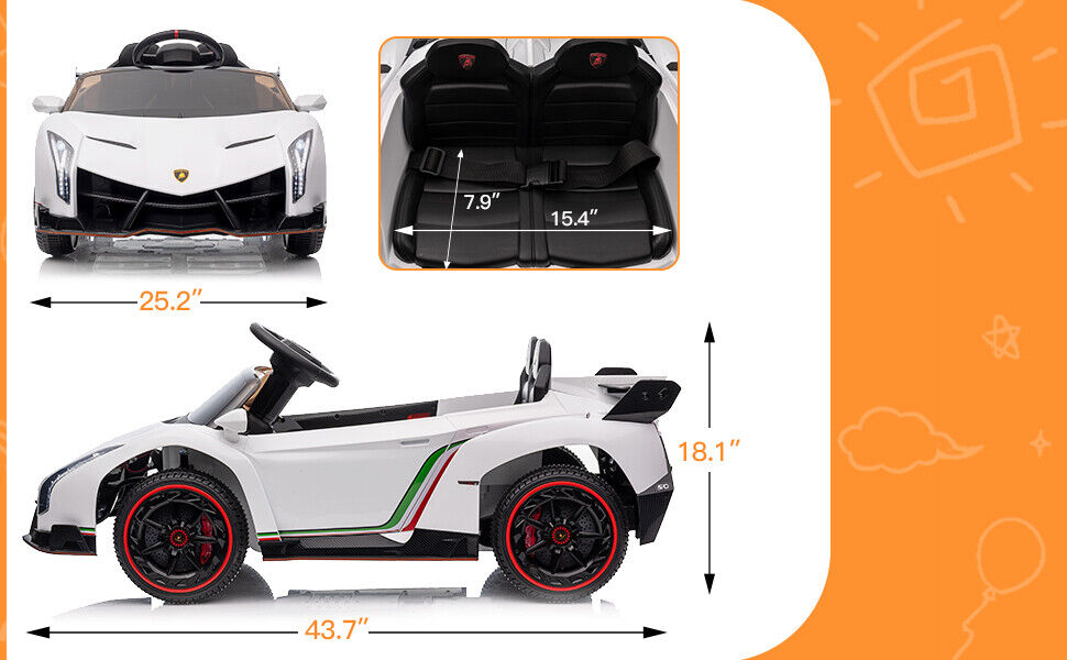Licensed Lamborghini Veneno 12V Electric Ride-On Car for Kids with Remote Control