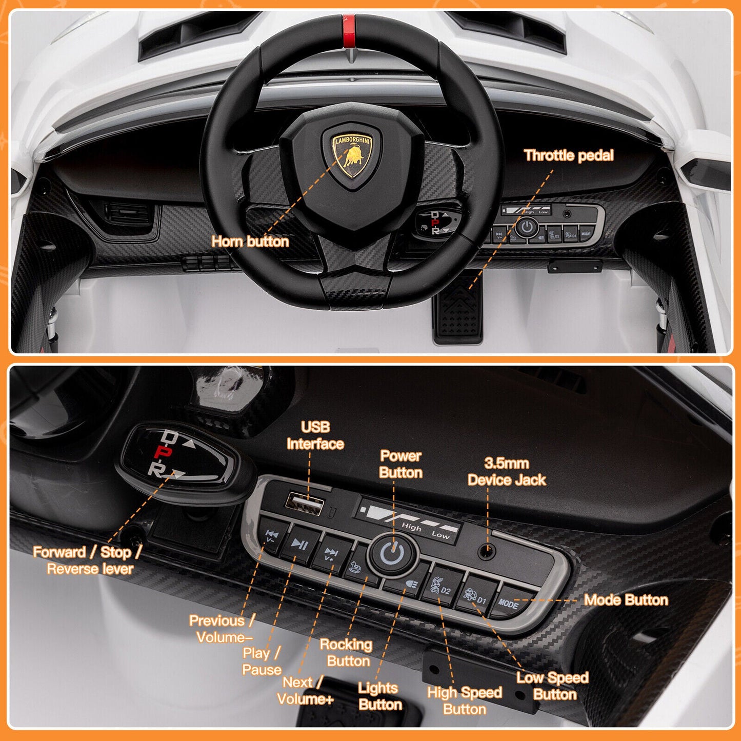 Licensed Lamborghini Veneno 12V Electric Ride-On Car for Kids with Remote Control