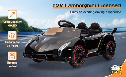 Licensed Lamborghini 2-Seater Electric Ride-On Car for Kids with Remote Control - 12V