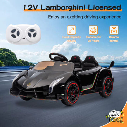 Licensed Lamborghini Electric Ride-On Car for Kids with Remote Control - Black