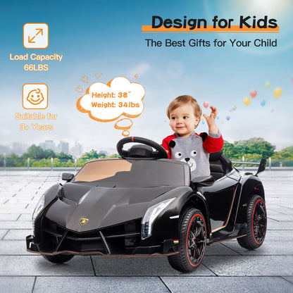 Licensed Lamborghini Electric Ride-On Car for Kids with Remote Control - Black