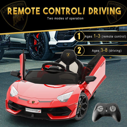 Licensed Lamborghini Kids Ride On Sports Car with Remote Control - 12V Electric Gift