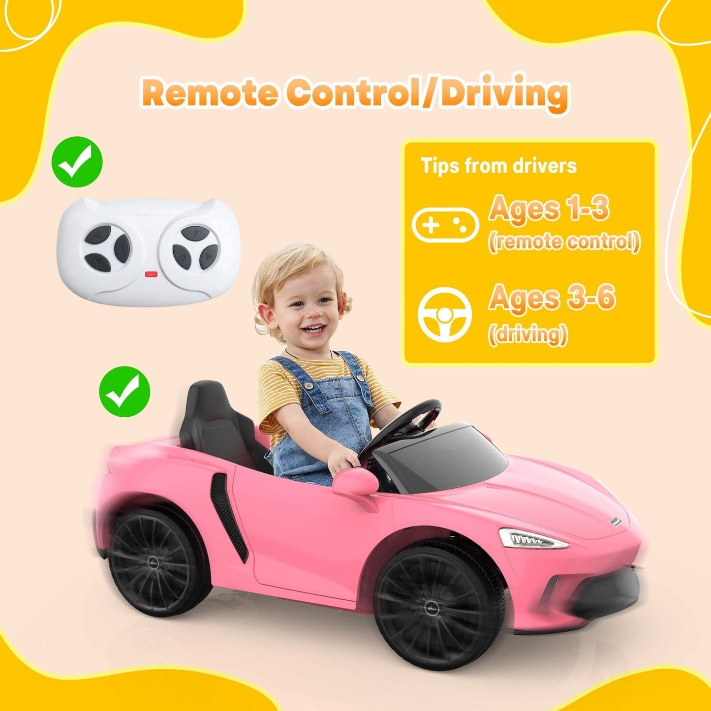 Licensed Lamborghini McLaren 12V Electric Ride-On Car for Kids with Remote Control