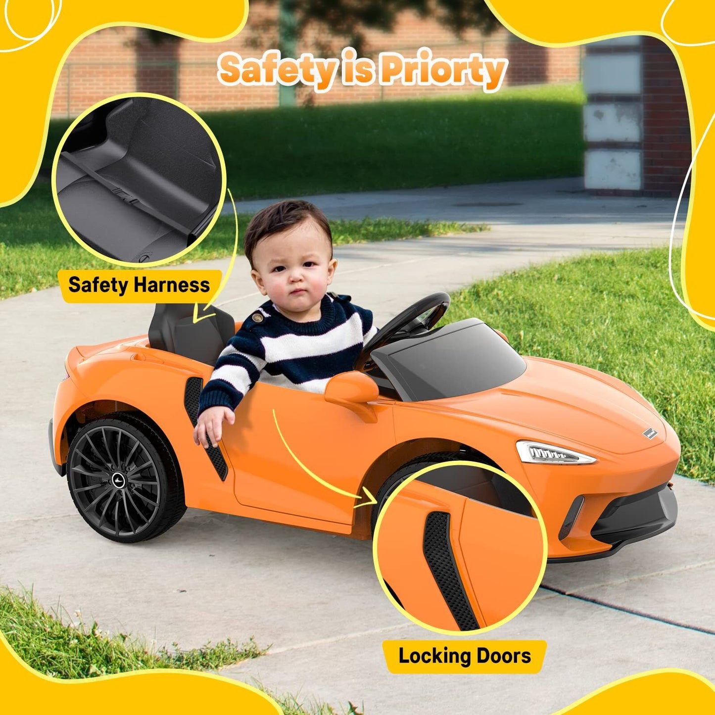 Licensed Lamborghini McLaren 12V Electric Ride-On Car for Kids with Remote Control