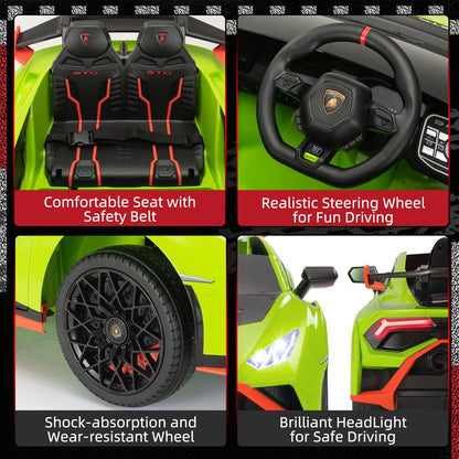 Licensed Lamborghini STO Ride On Car for Kids with RC and Music - 12V Electric Vehicle