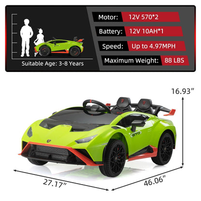 Licensed Lamborghini STO Ride On Car for Kids with RC and Music - 12V Electric Toy Vehicle