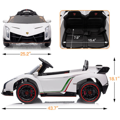 Licensed Lamborghini Style Kids Ride On Car with Remote Control, Music, and LED Lights - 12V