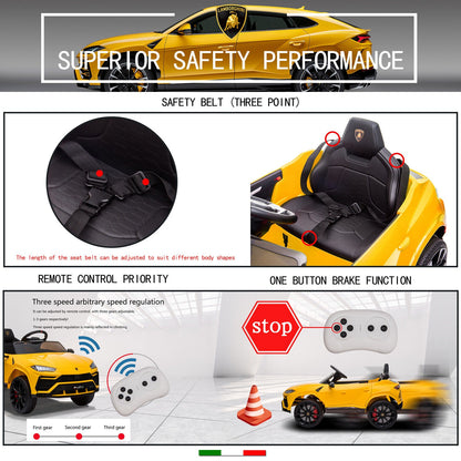 Licensed Lamborghini Urus SUV Ride-On Car for Kids with Remote Control and MP3 Player - 12V