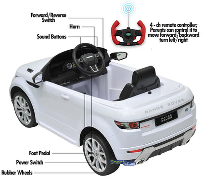 Licensed Land Rover R/C Ride On Car with MP3 Player for Kids - Available in Multiple Colors