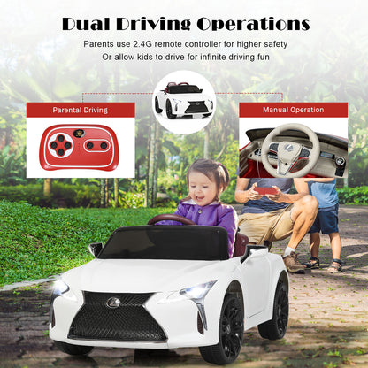 Licensed Lexus LC500 12V Kids Ride-On Car with Remote Control - White