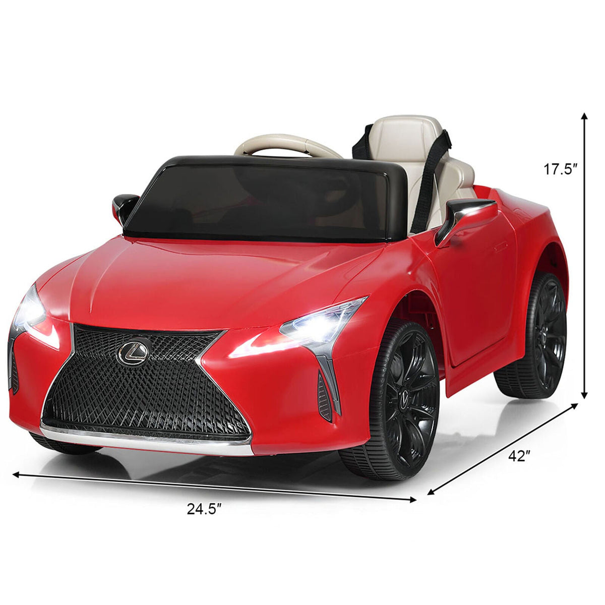 Licensed Lexus LC500 Kids Ride On Car with MP3 and Remote Control - Red (12V)