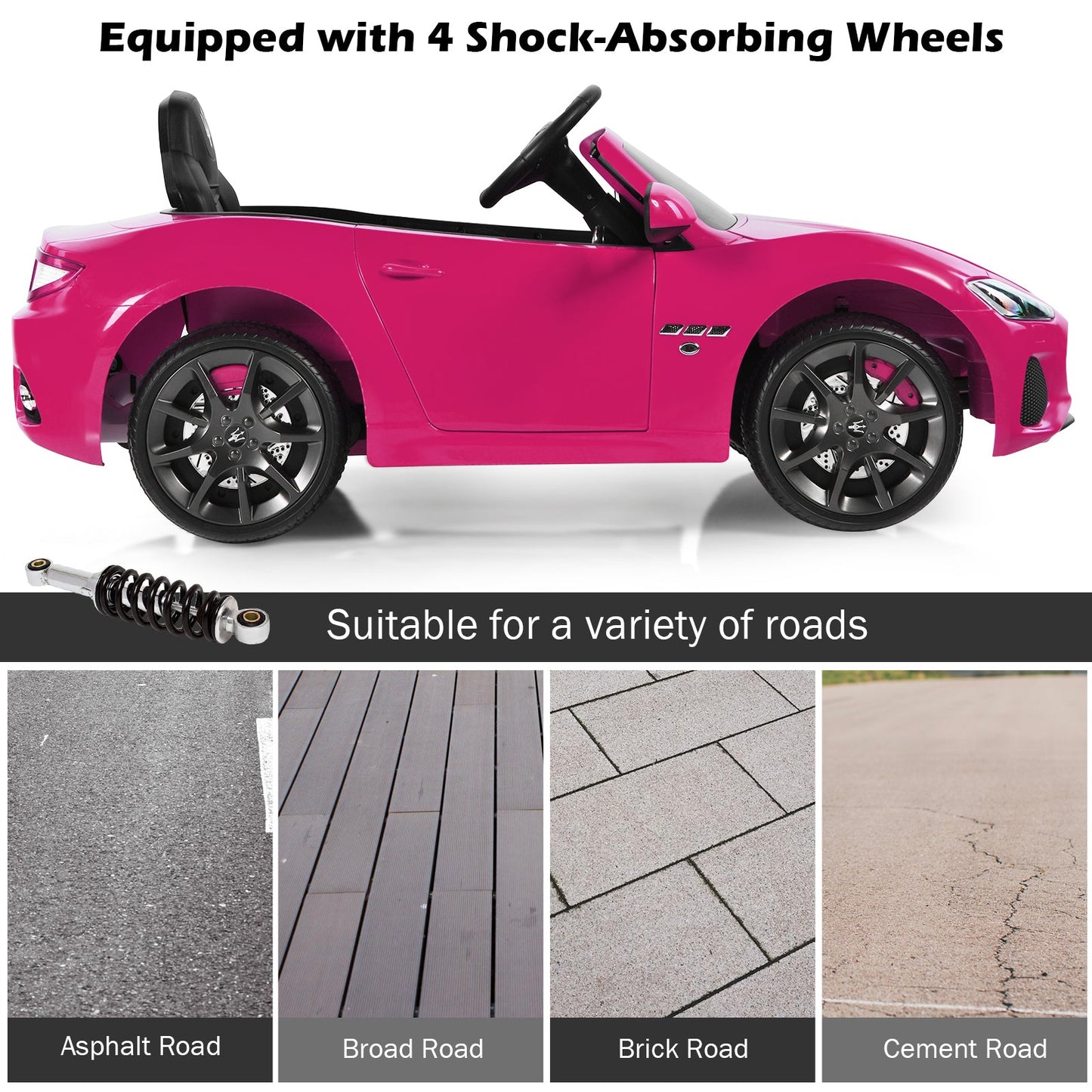 Licensed Maserati GranCabrio 12V Ride On Car with Remote Control and Music for Kids