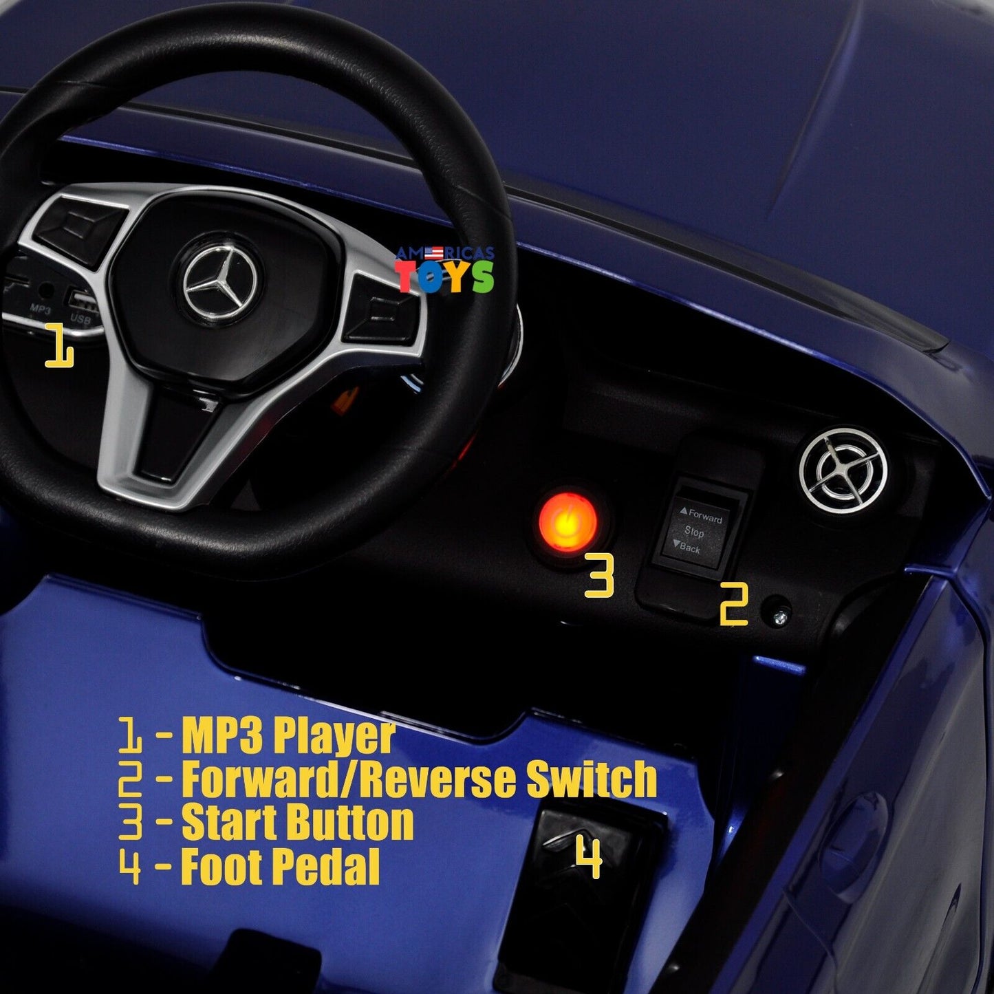 Licensed Mercedes-Benz 12V Kids Ride On Car with R/C and MP3 Music - Available in Multiple Colors