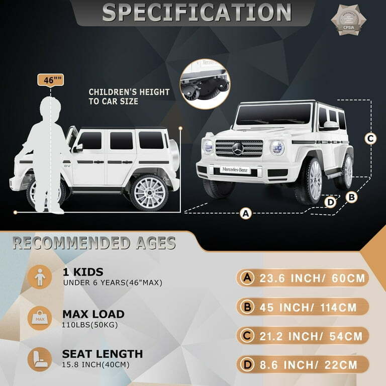 Licensed Mercedes-Benz 12V Kids Ride On SUV with Remote Control - 100W Powered Toy