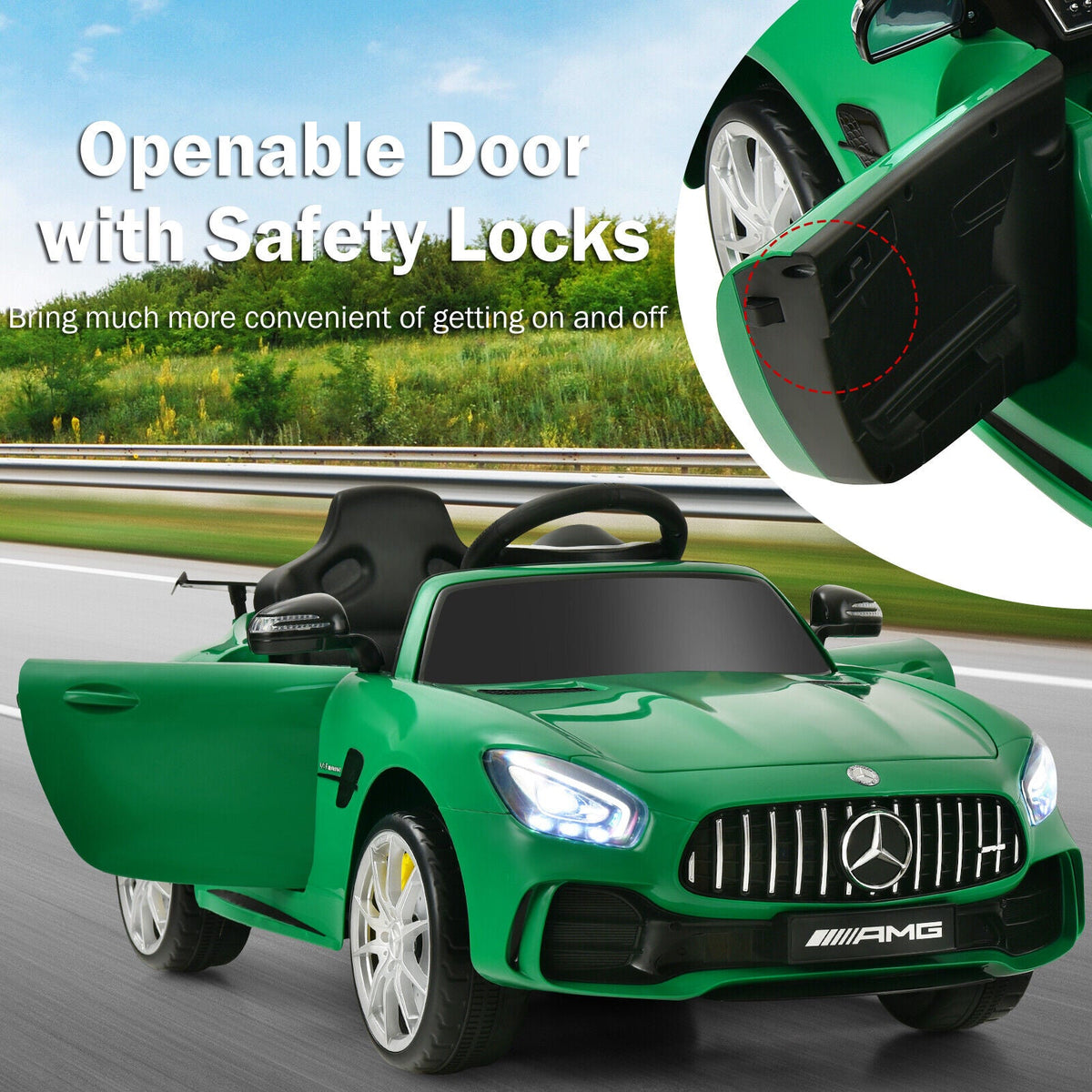 Licensed Mercedes Benz AMG GTR 12V Kids Ride On Car with Remote Control and MP3 Player - Green