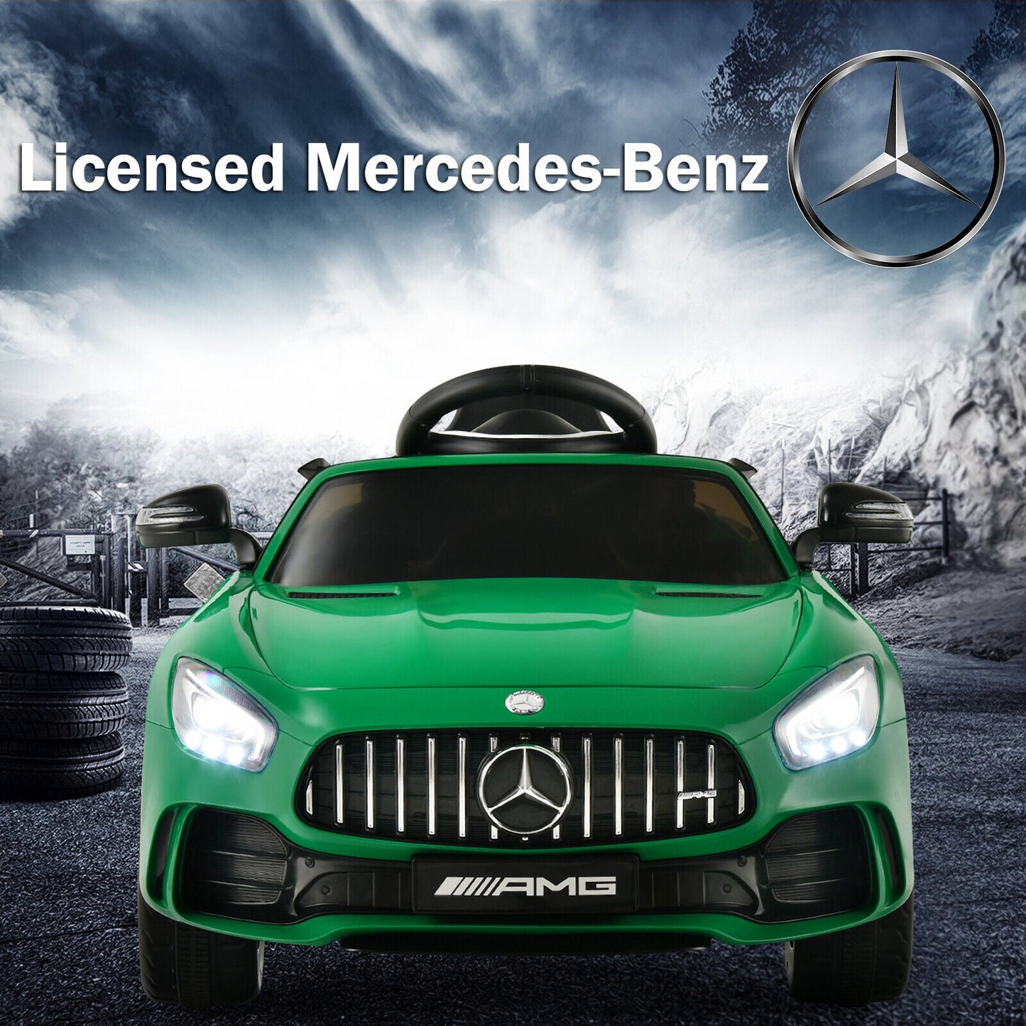 Licensed Mercedes Benz AMG GTR 12V Ride On Car for Kids with MP3 Player and Remote Control - Green