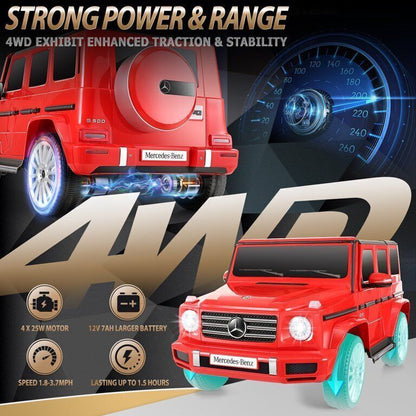 Licensed Mercedes-Benz G500 12V Ride-On Car with Remote Control and AUX/USB Connectivity for Kids