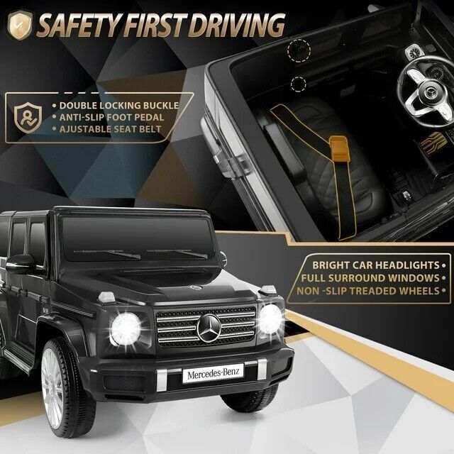 Licensed Mercedes-Benz G500 4WD Kids Ride-On Car with Remote Control and Music - 12V