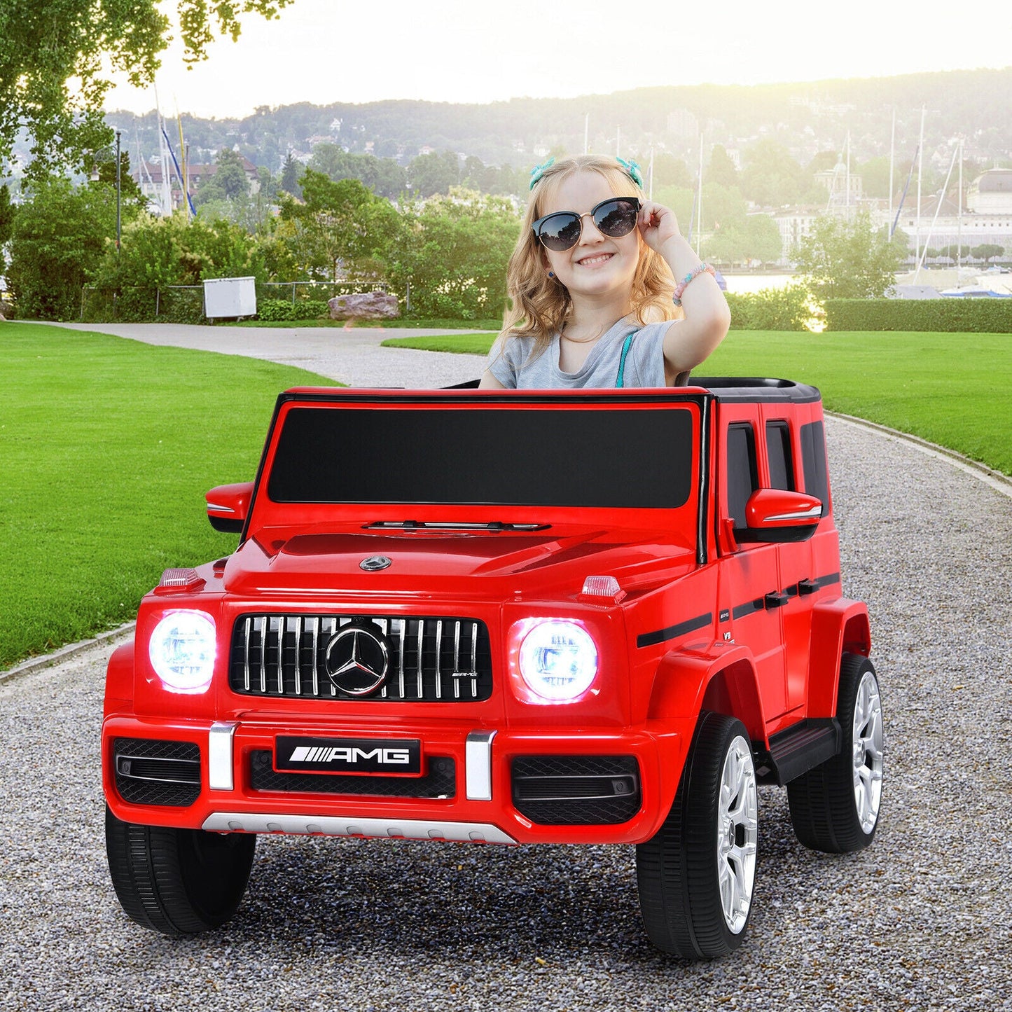 Licensed Mercedes-Benz G63 12V Kids Ride On Car with Music & Remote Control - Red