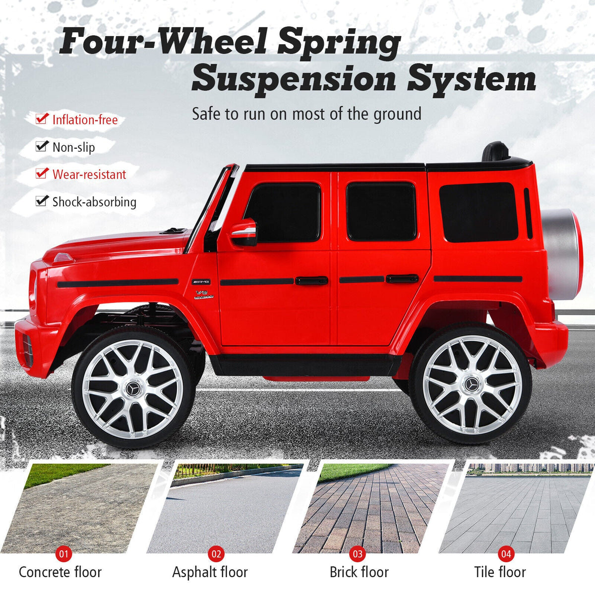 Licensed Mercedes-Benz G63 12V Kids Ride On Car with Music & Remote Control - Red